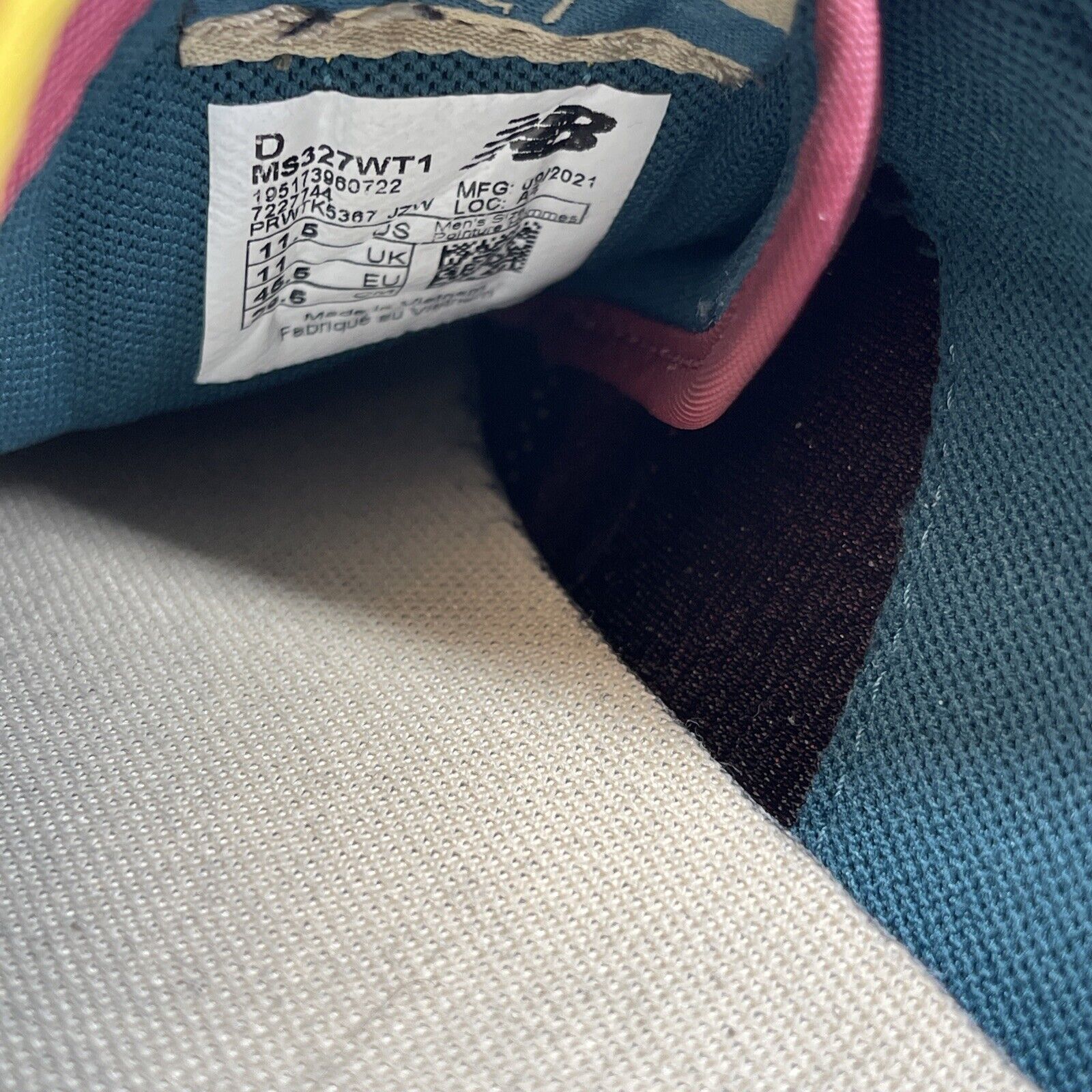 Size 11.5 - New Balance 327 Bordeaux Teal Brown Blue White Suede (MS327WT1)