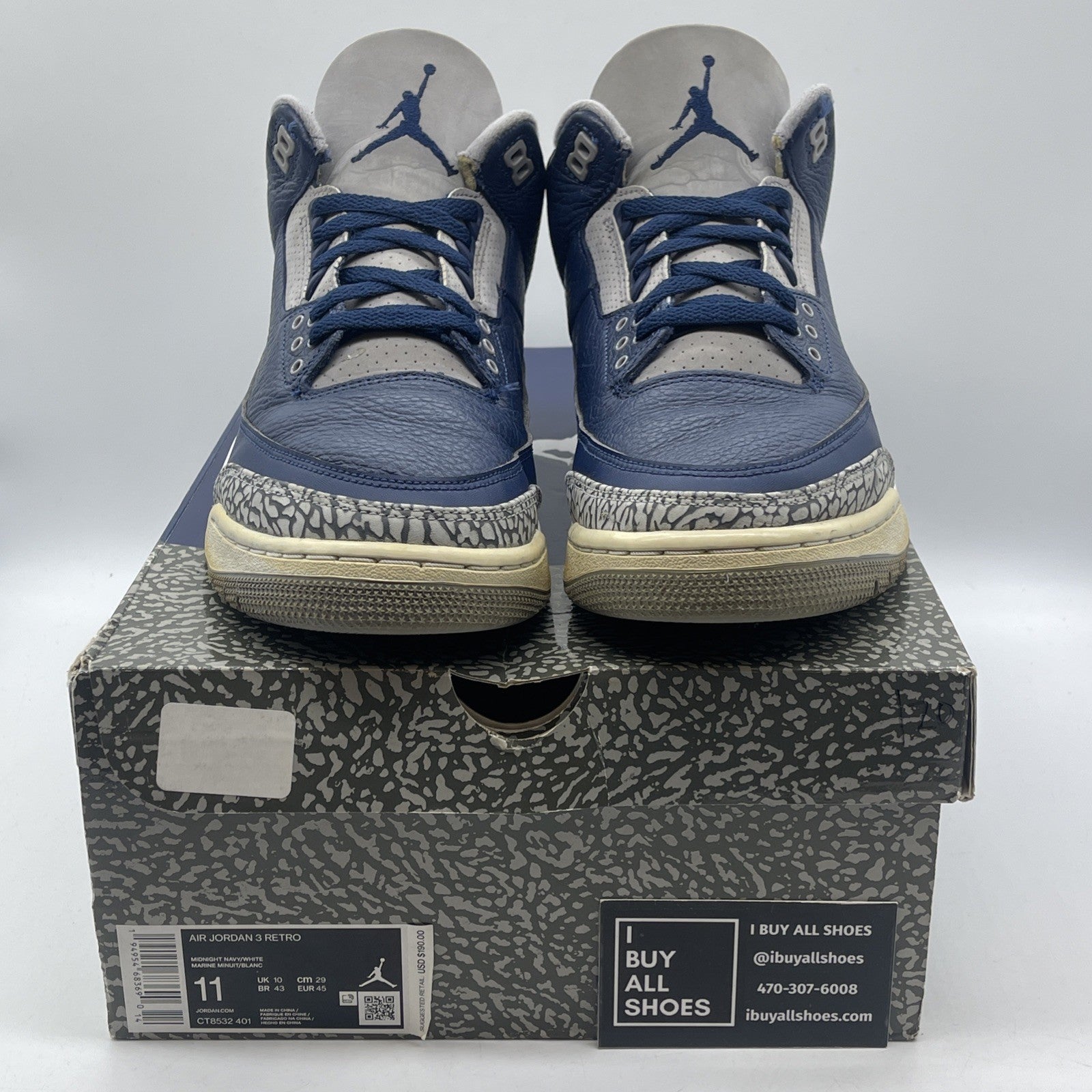 Size 11 - Jordan 3 Georgetown Blue Grey Suede Leather (CT8532-401)