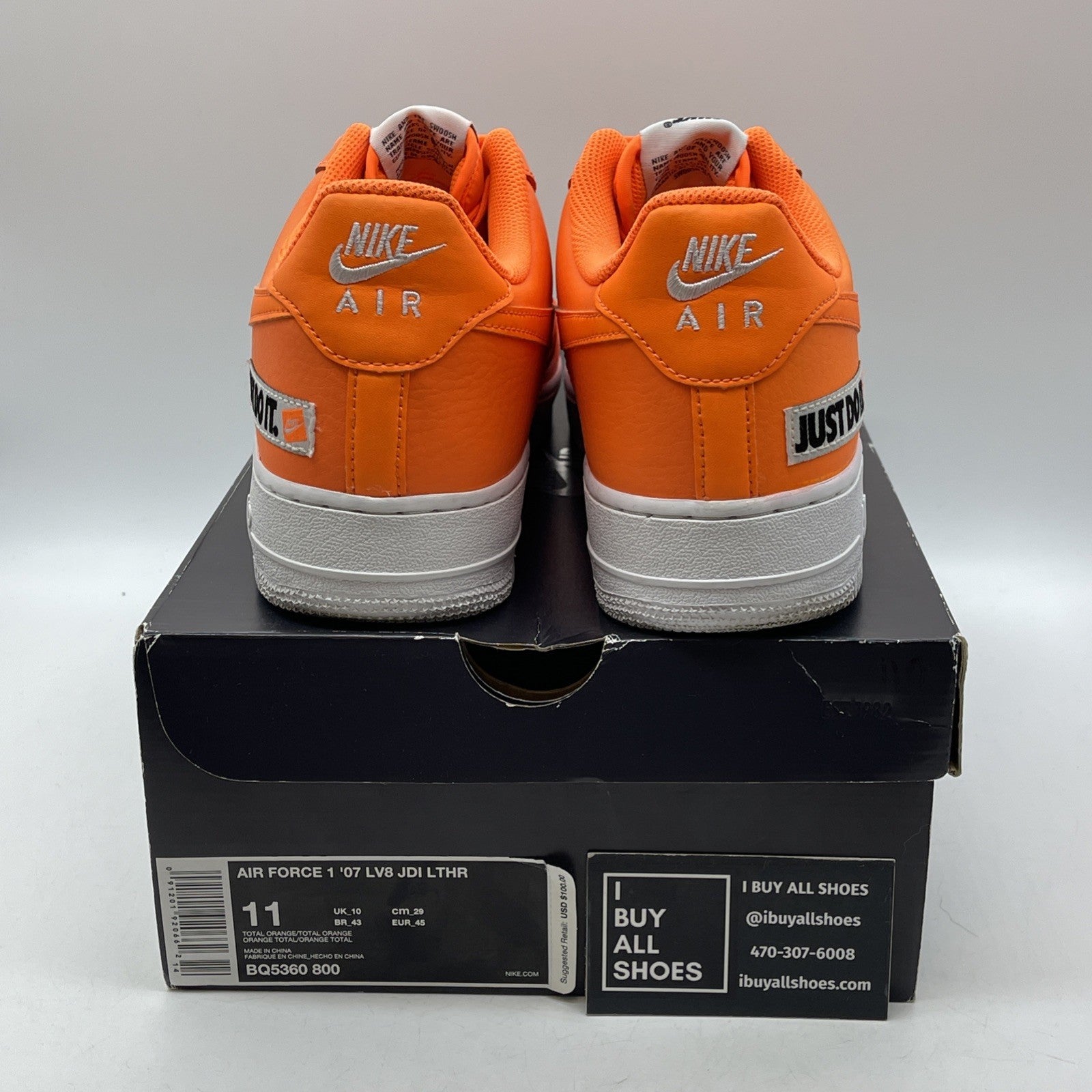 Size 11 - Nike Air Force 1 Low Total Orange White Leather (BQ5360-800)