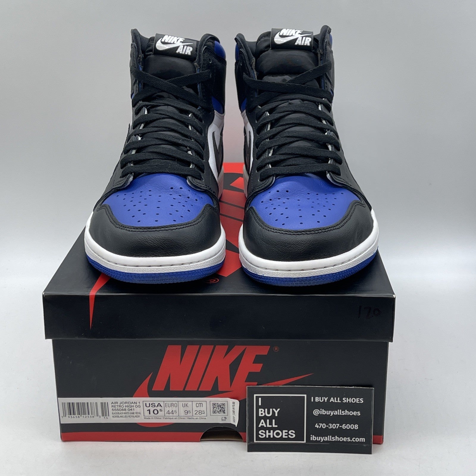 Size 10.5 - Jordan 1 Retro OG High Royal Toe Blue Leather (555088-041)