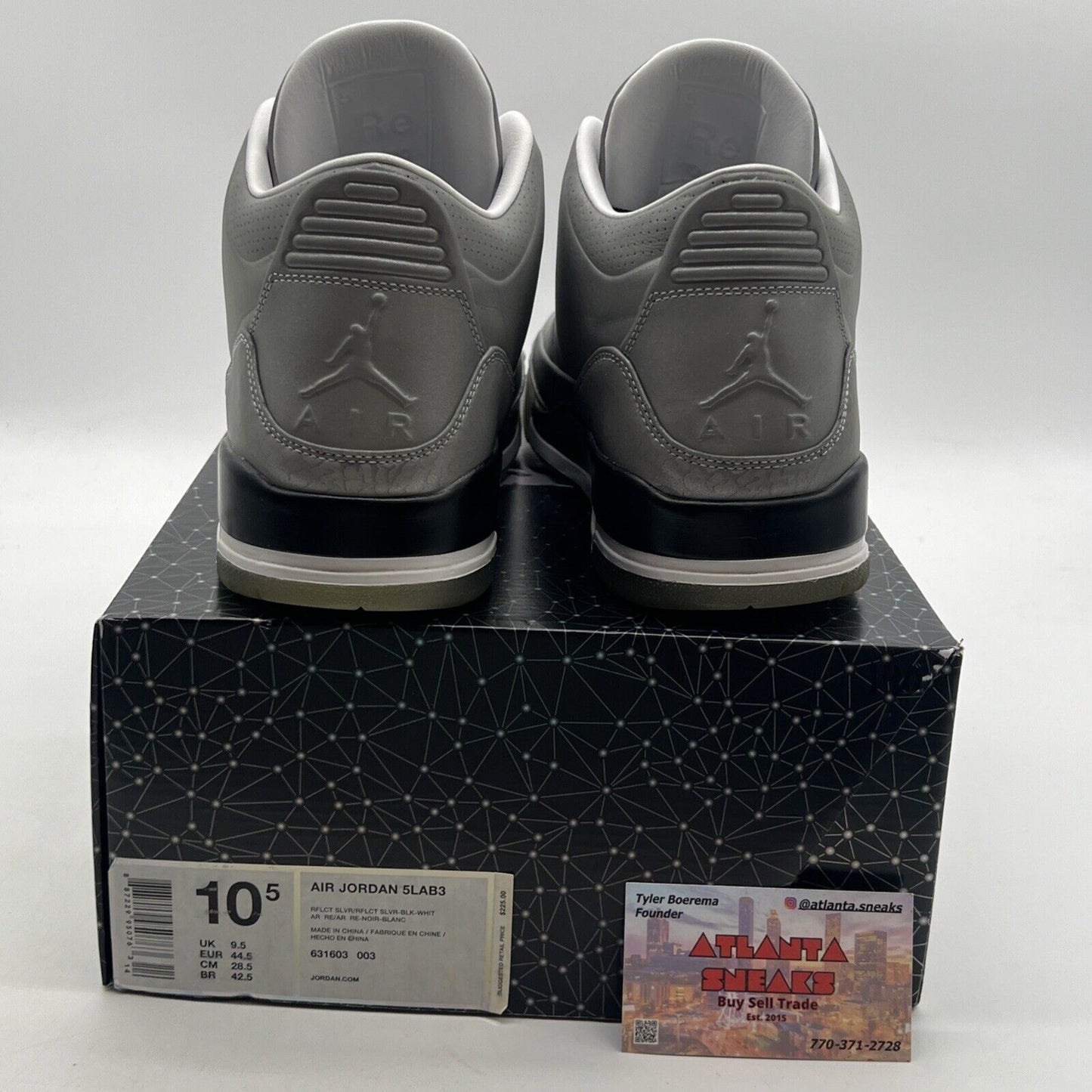 Size 10.5 - Air Jordan 3 5Lab3 Reflective Silver (631603-003)