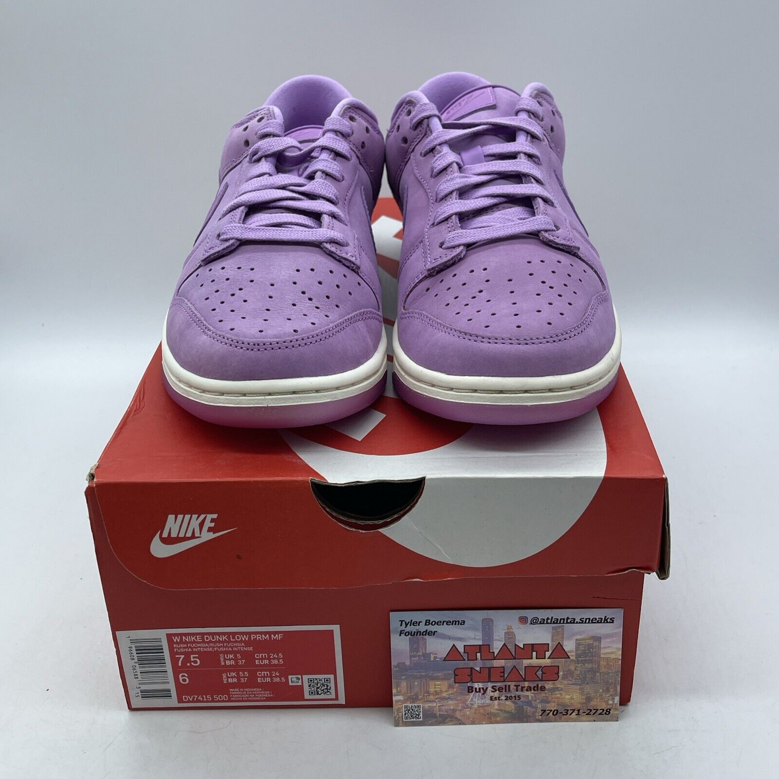 Size 7.5W - Nike Dunk Premium Low Rush Fuchsia Purple White Suede (DV7415-500)