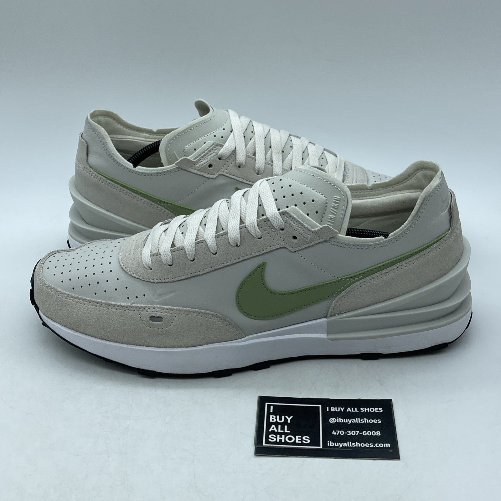 Size 13 - Nike Waffle One Leather Light Bone Oil Green (DX9428-002)