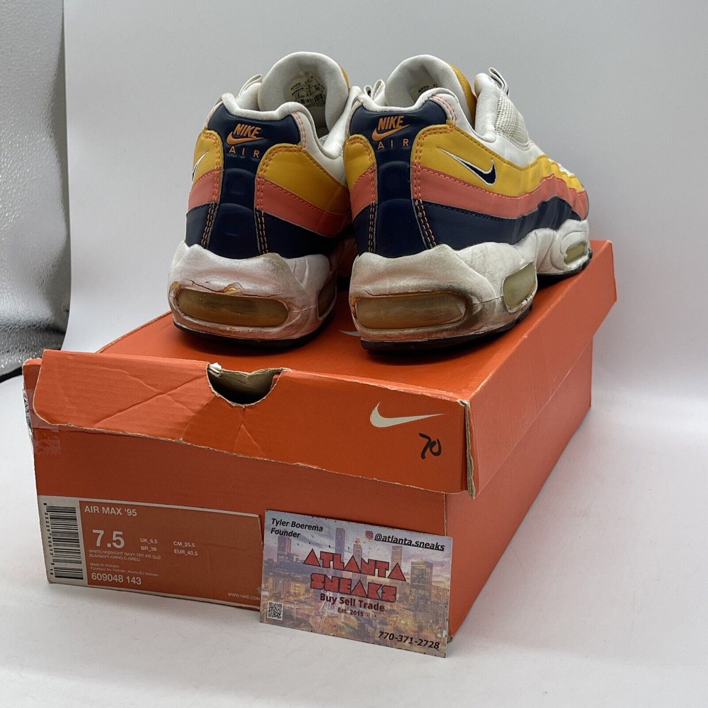 Size 7.5 - Nike Air Max 95 White Suede Leather Blue Orange Pink (609048-143)