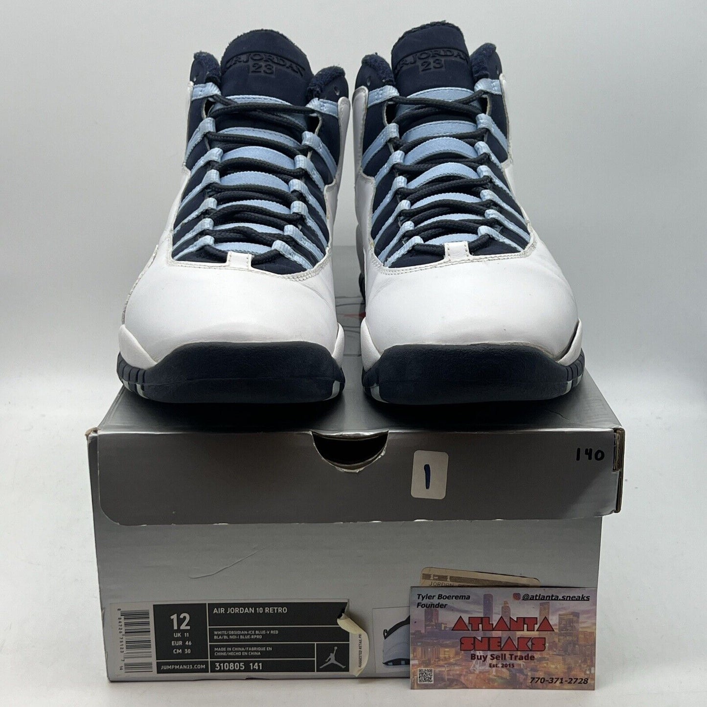 Size 12 - Air Jordan 10 Retro 2005 Ice Blue White Leather (310805-141)