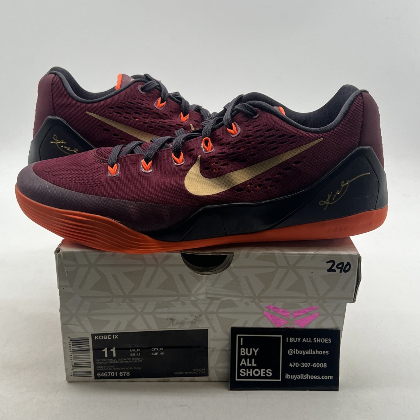 Size 11 - Nike Kobe 9 EM Deep Garnet (646701-678)