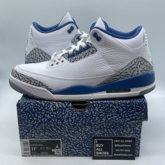 Size 11.5 - Jordan 3 Retro Mid Washington Wizards Grey Blue White (CT8532-148)