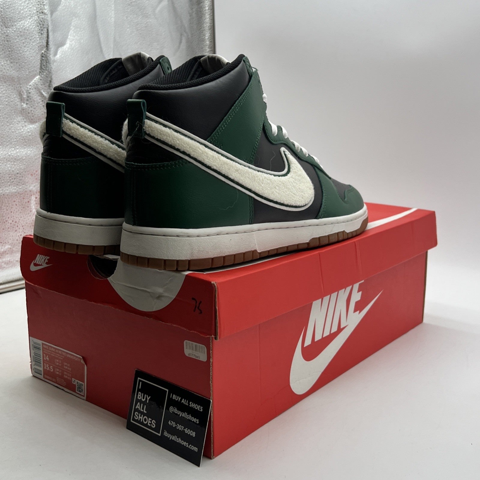 Size 14 - Nike Dunk High Chenille Swoosh - Gorge Green (DR8805-001)