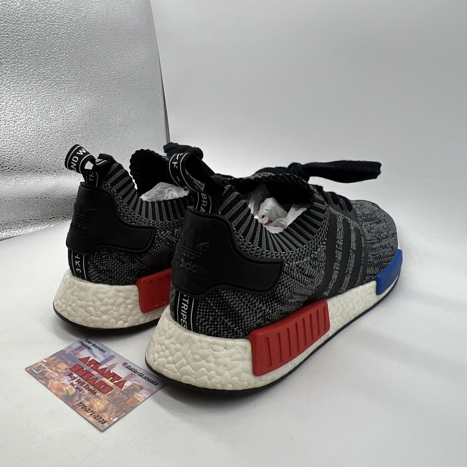 Size 12.5 - adidas NMD R1 Primeknit Friends and Family Red Blue Grey (N0001)