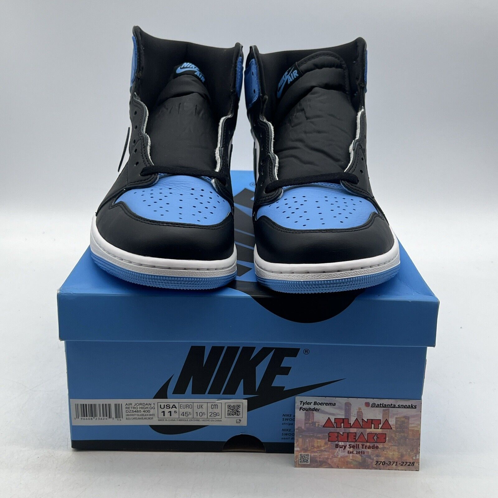 Size 11.5 - Jordan 1 Retro OG High UNC Toe Black White Leather (DZ5485-400)