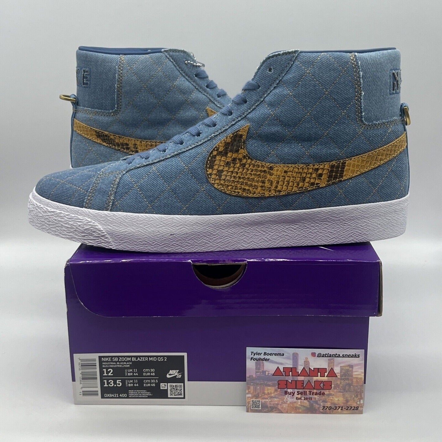 Size 12 - Nike Zoom Blazer Mid QS SB x Supreme Denim 2022 Blue Black