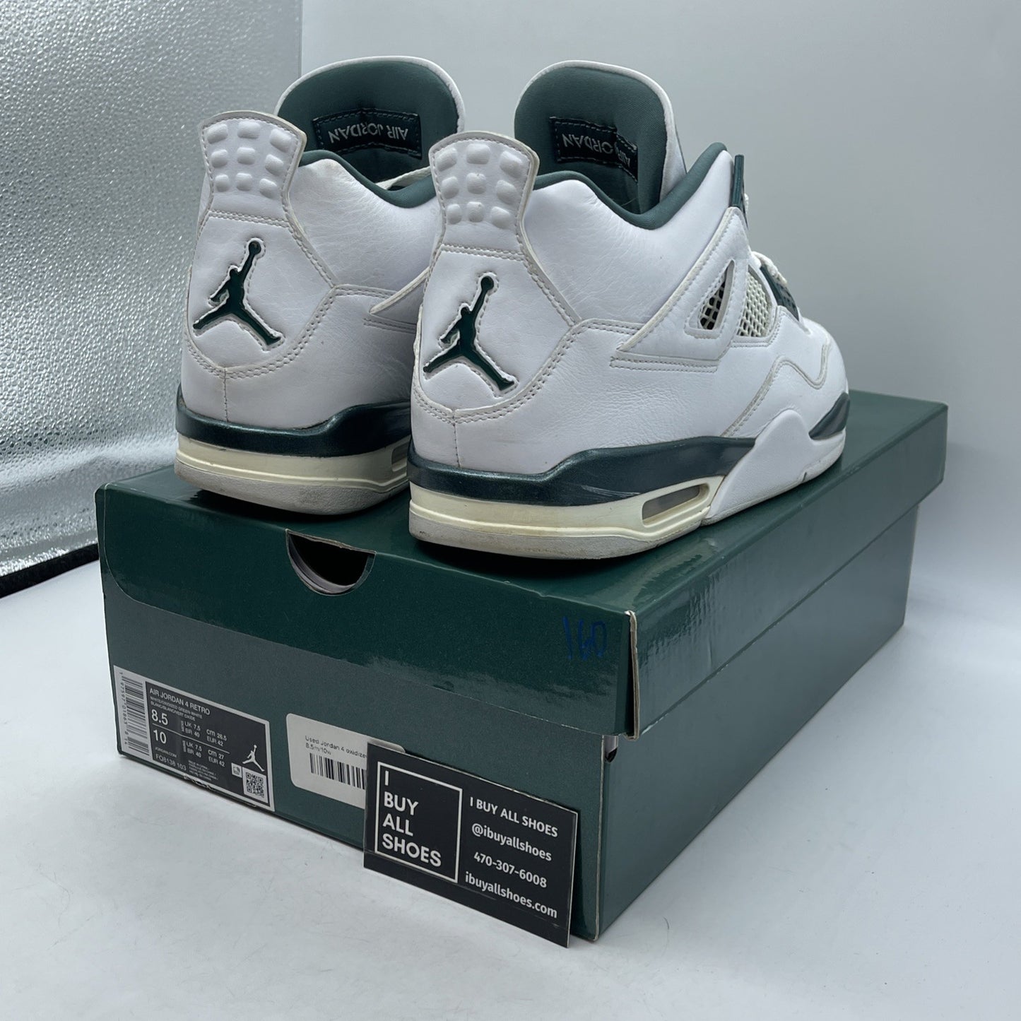 Size 8.5 - Air Jordan 4 Retro Oxidized Green White Leather (FQ8138-103)