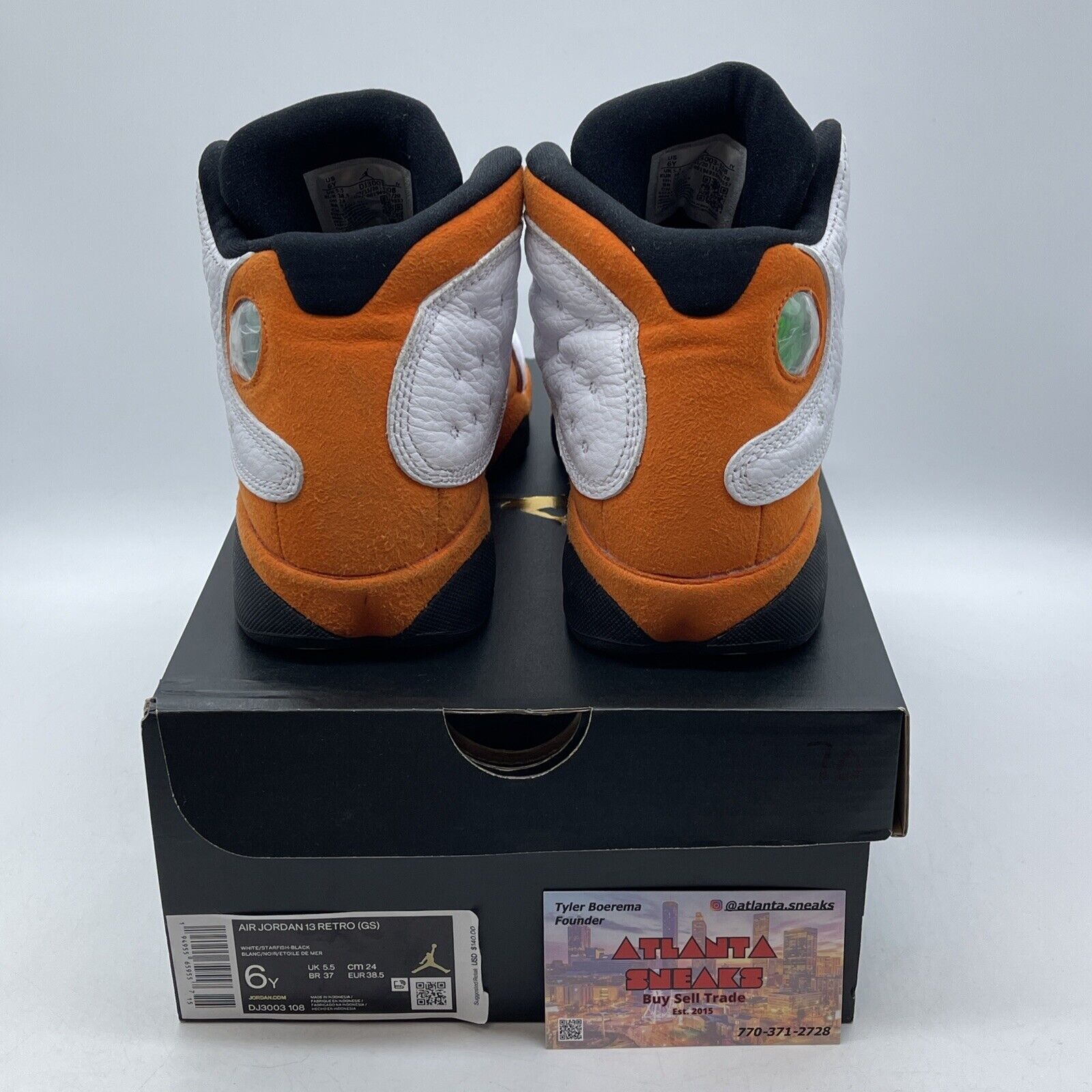 Size 6Y - Air Jordan 13 Retro Mid Starfish orange White Black Suede (DJ3003-108)