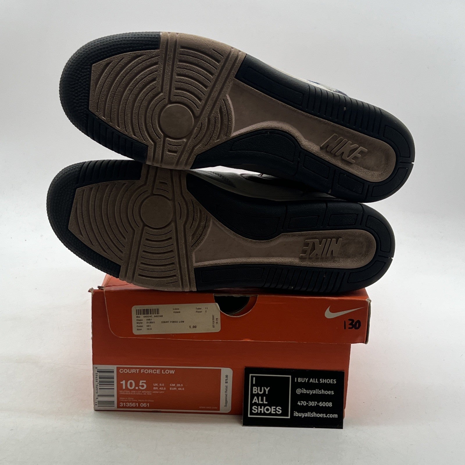 Size 10.5 - Nike Court Force Low Sneakers Gray Navy White (313561-061)