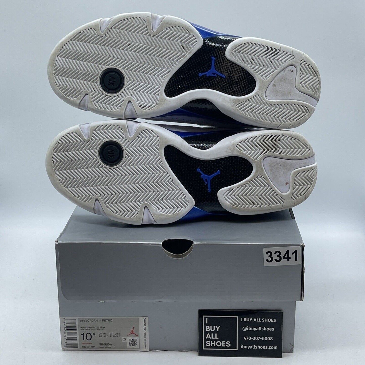 Size 10.5 - Air Jordan 14 Retro Hyper Royal Blue White Black (487471-104)