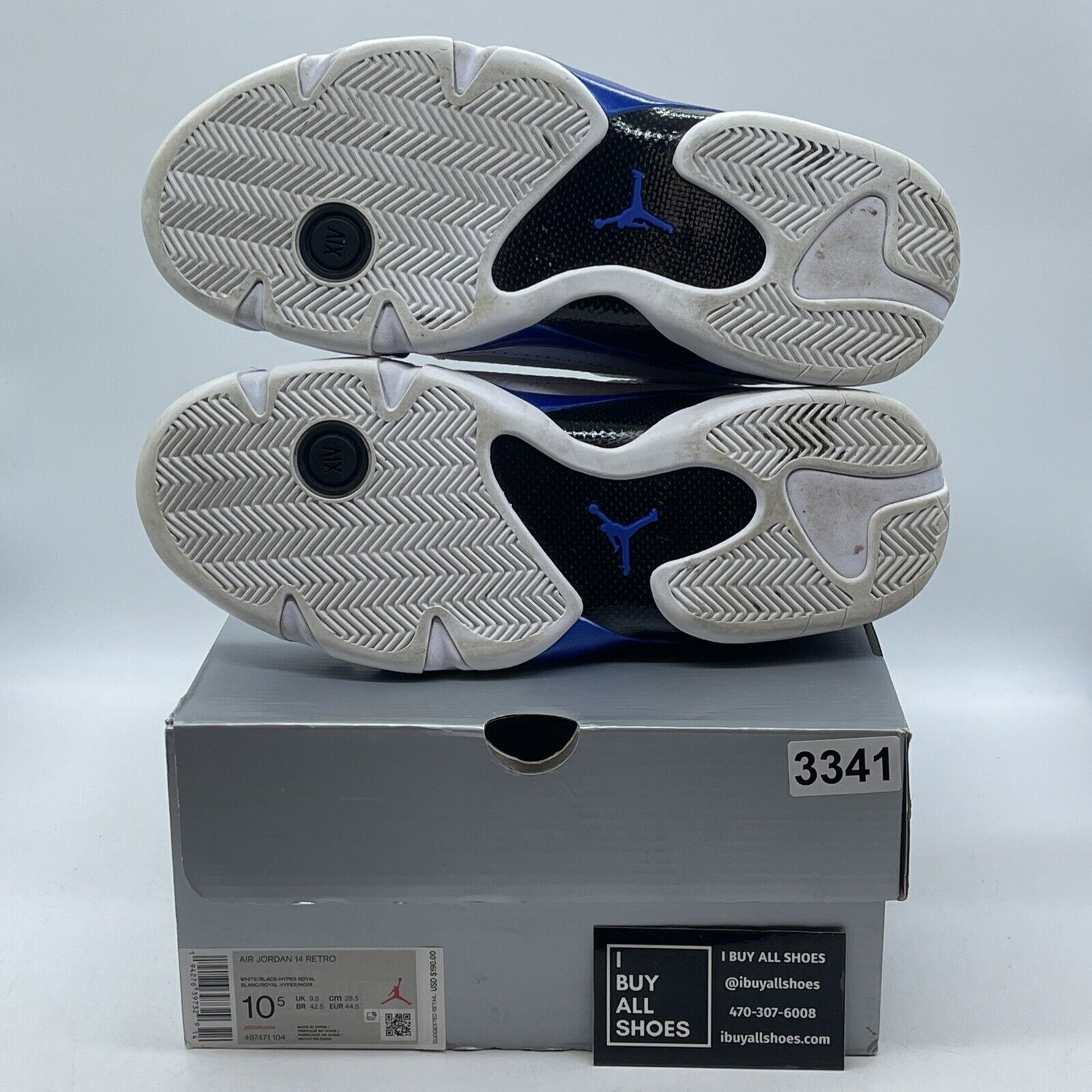 Size 10.5 - Air Jordan 14 Retro Hyper Royal Blue White Black (487471-104)