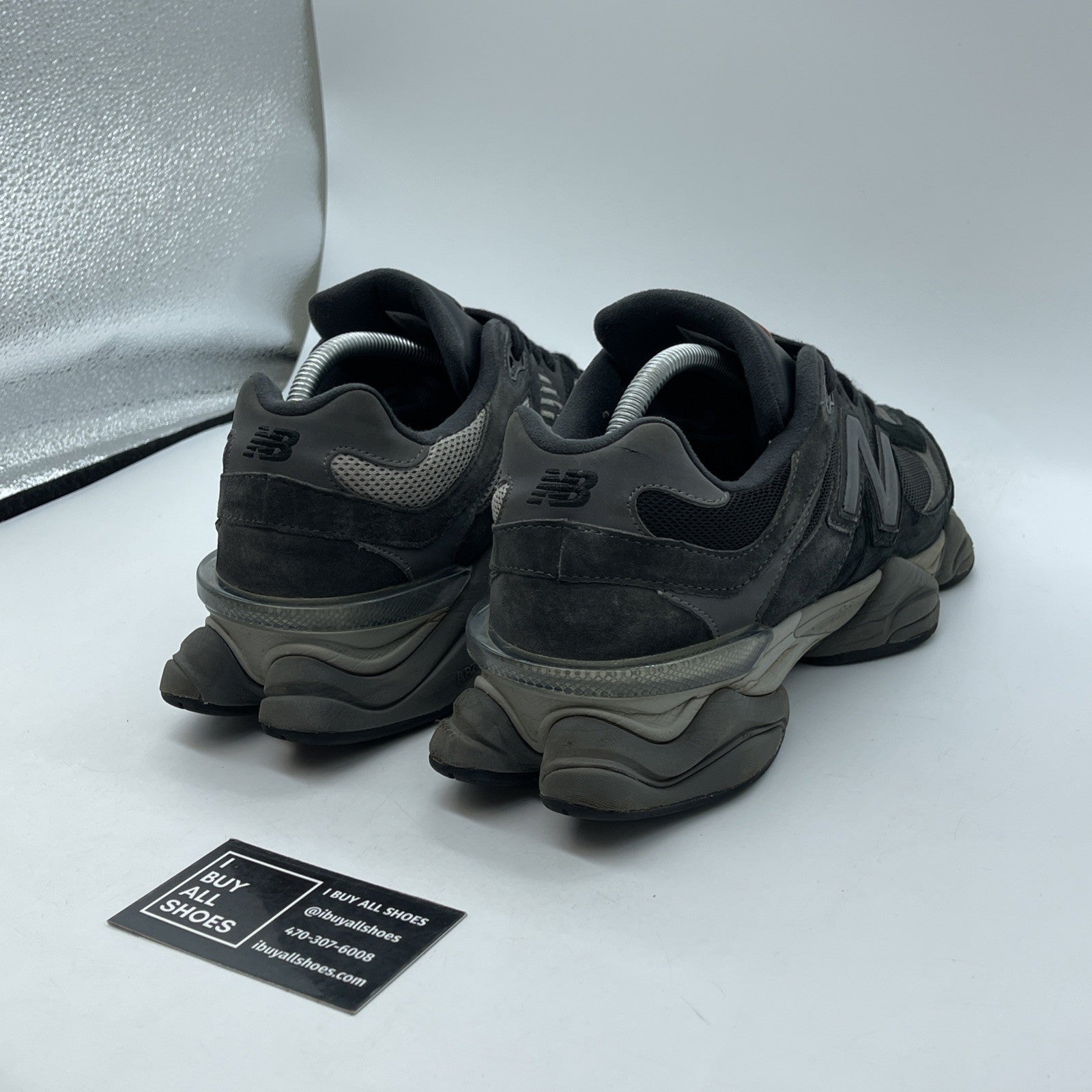 Size 9.5 - New Balance 9060 Black Castlerock Grey Suede Leather (U9060BLK)