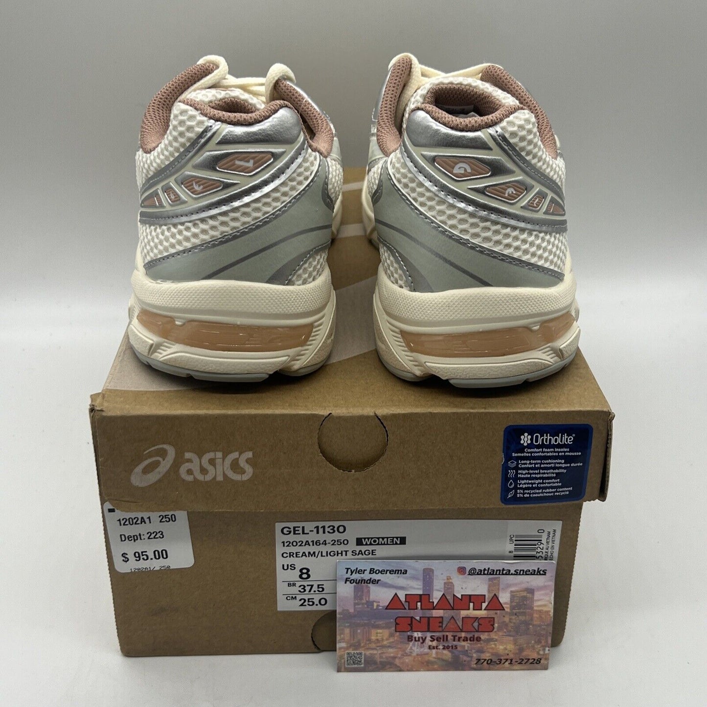 Asics Women's Gel-1130 Cream/ Light Sage Shoes 1202A164-250 8W Brand New Og All