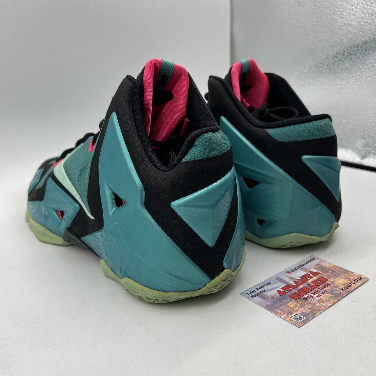 Size 12 - Nike LeBron 11 South Beach Pink Black Teal (616175-330)