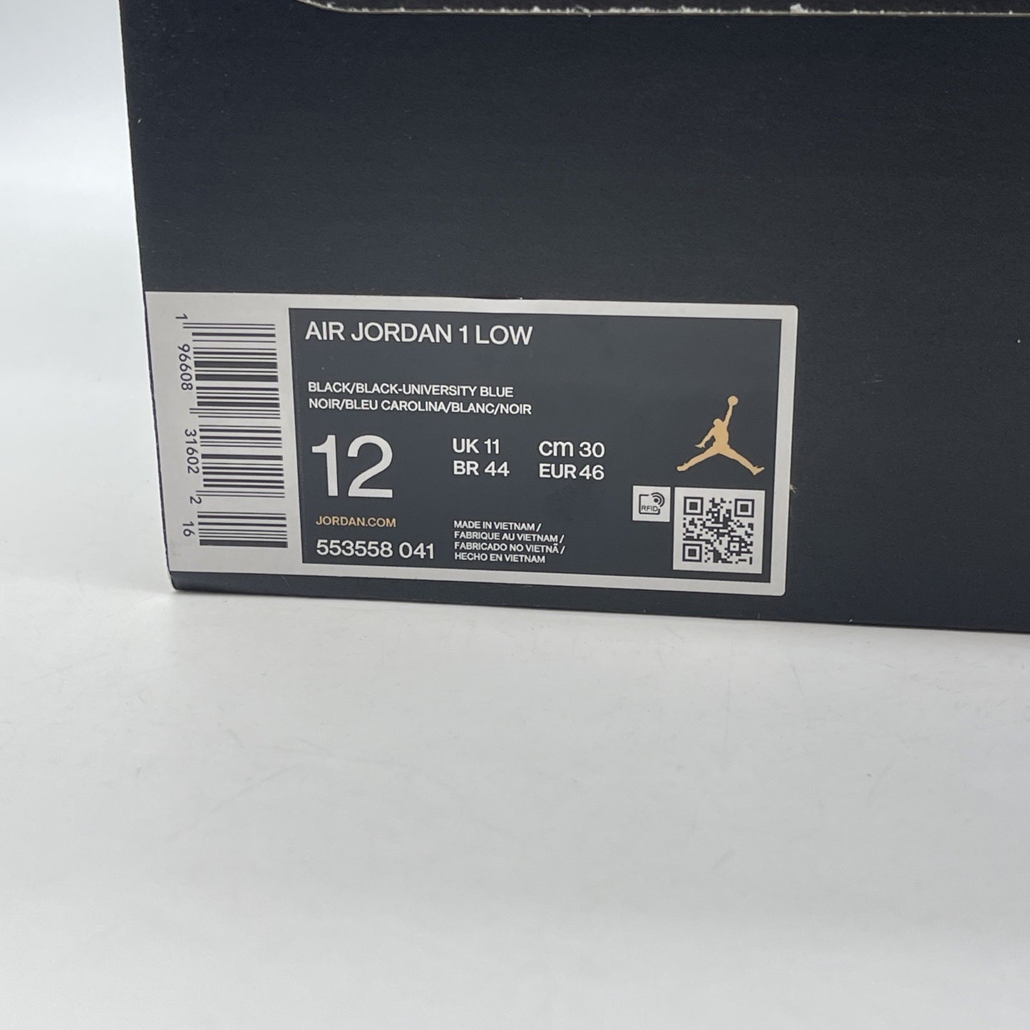 Size 12 - Air Jordan 1 Low University Blue Black Leather (553558-041)