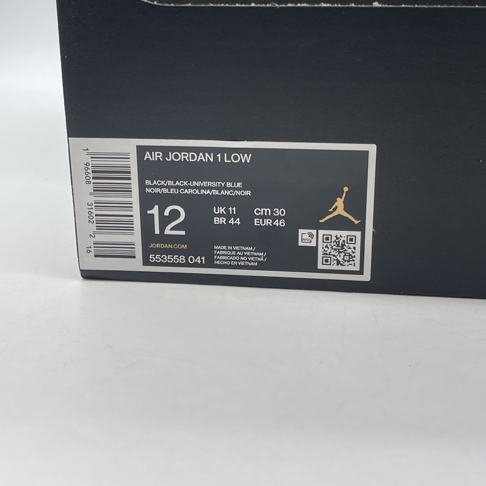 Size 12 - Air Jordan 1 Low University Blue Black Leather (553558-041)