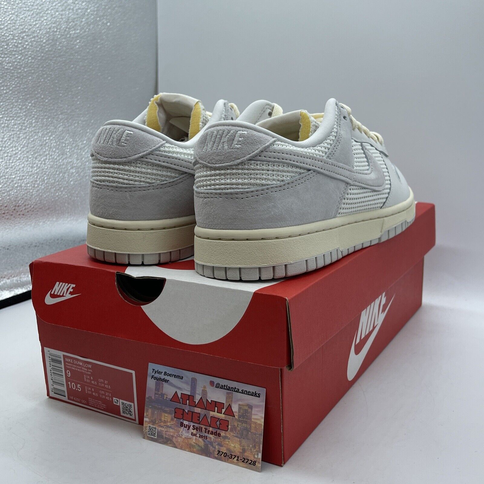 Size 9 - Nike Dunk Low Phantom Grey White Suede Leather (HF4297-001)