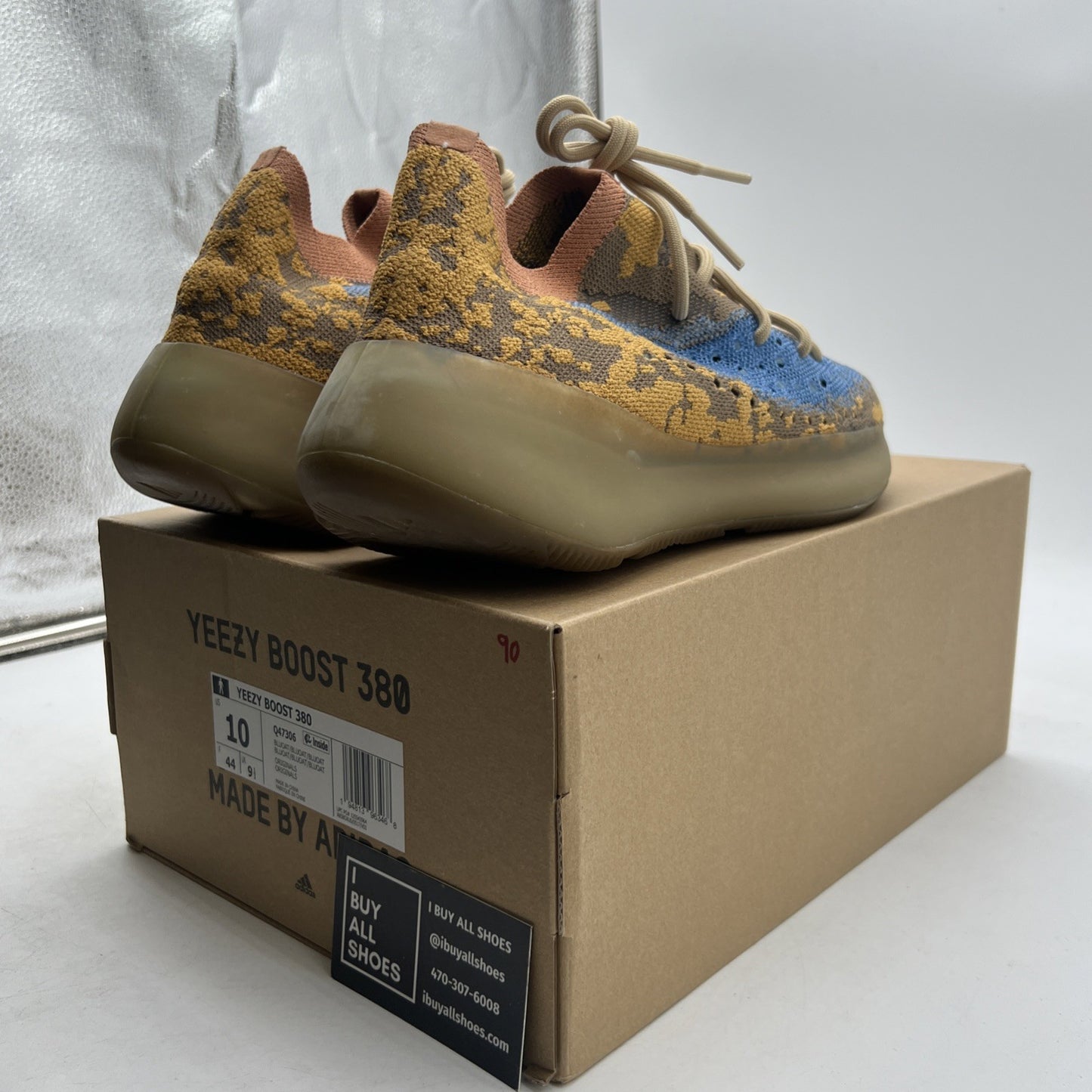 Size 10 - adidas Yeezy Boost 380 Blue Oat Non-Reflective (Q47306)