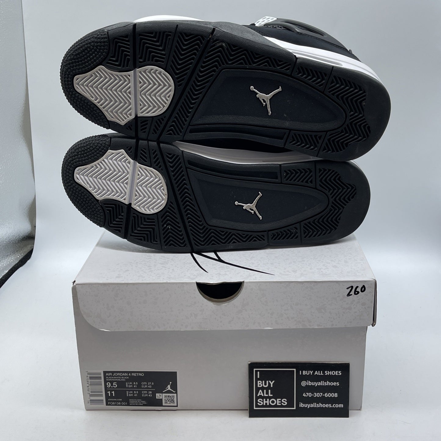 Size 9.5 - Air Jordan 4 Retro White Thunder Black Suede (FQ8138-001)