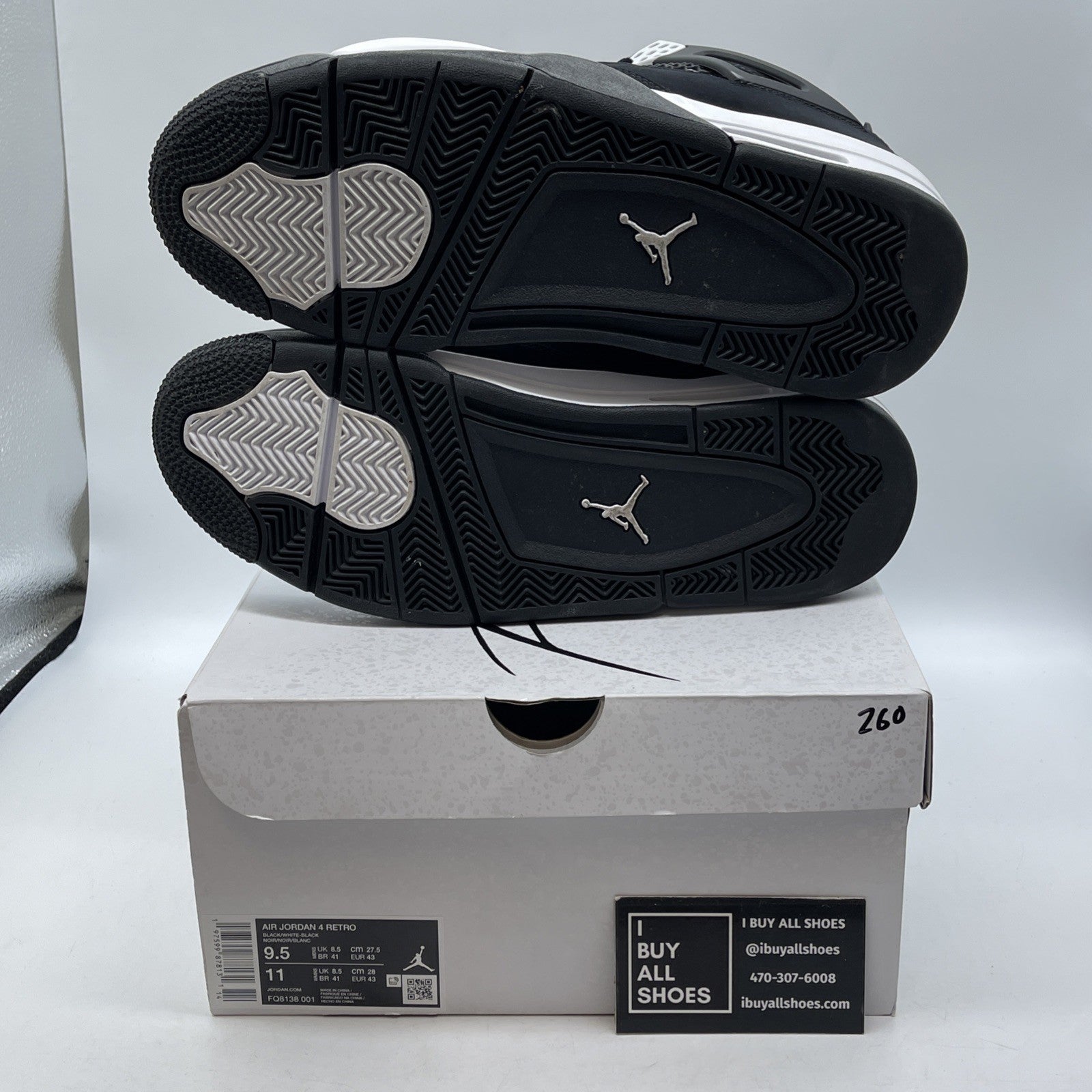 Size 9.5 - Air Jordan 4 Retro White Thunder Black Suede (FQ8138-001)