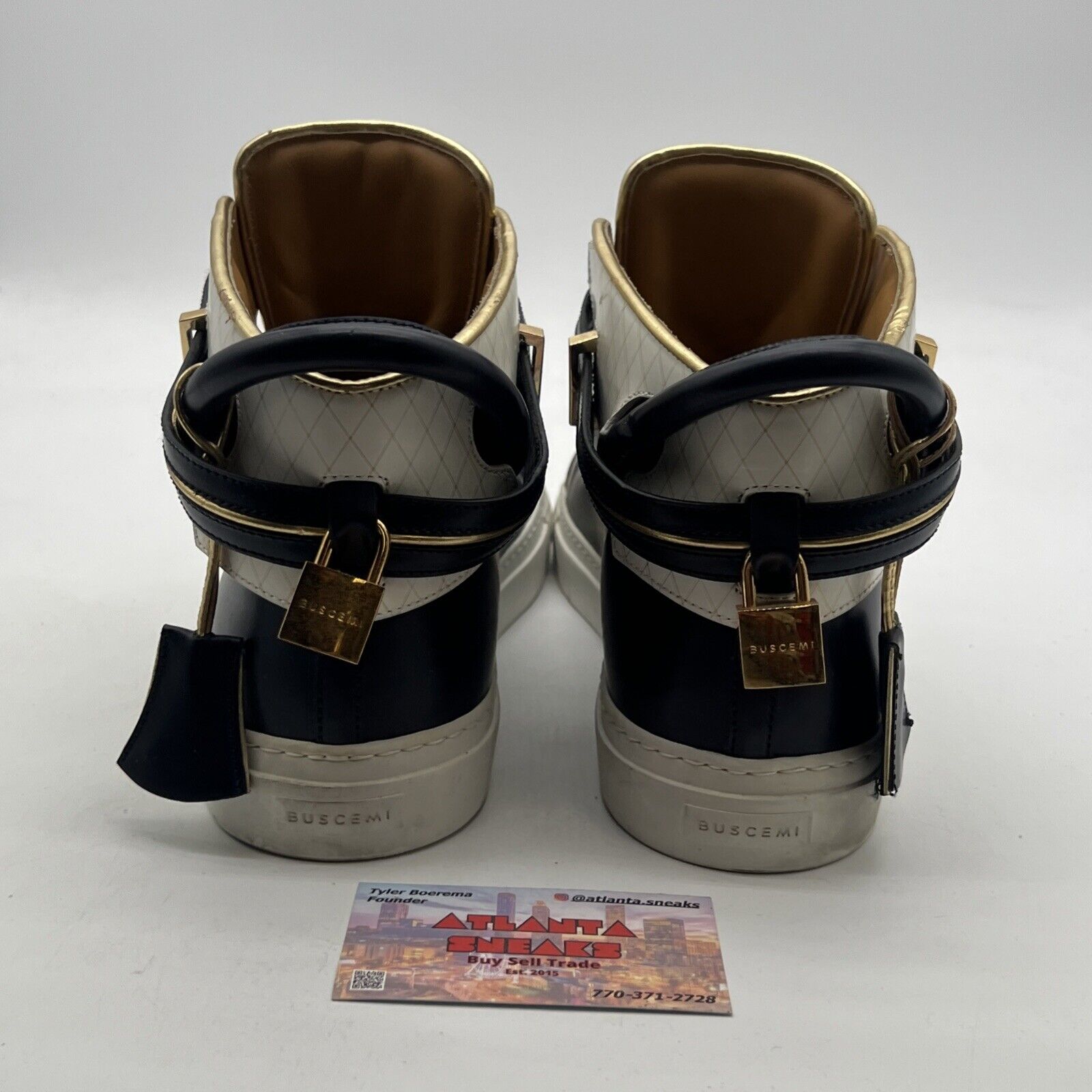 Size 12 - BUSCEMI MENS  LEATHER SNEAKERS Navy Blue