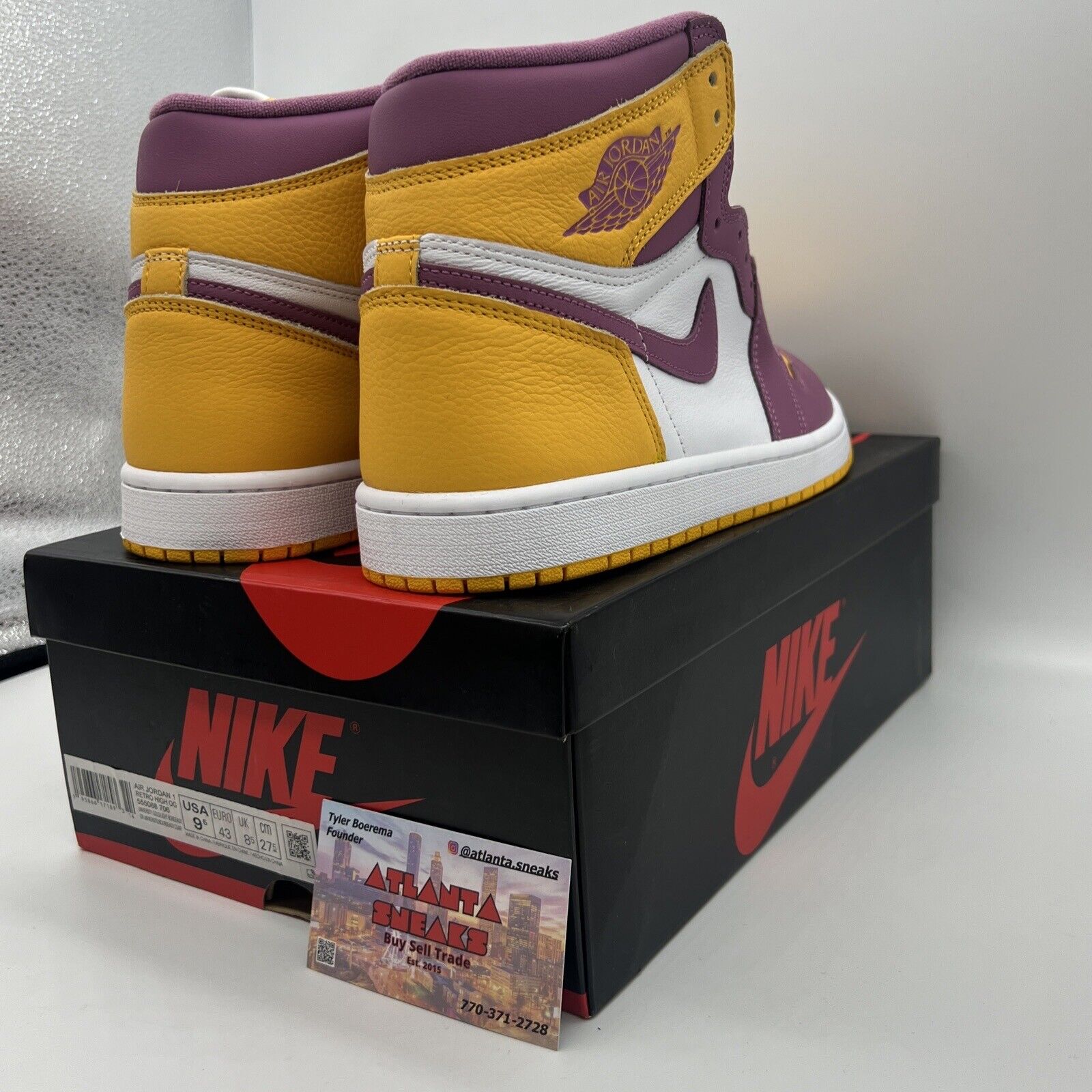 Size 9.5 - Jordan 1 Retro High OG Brotherhood 2022 Brand New Gold Bordeaux