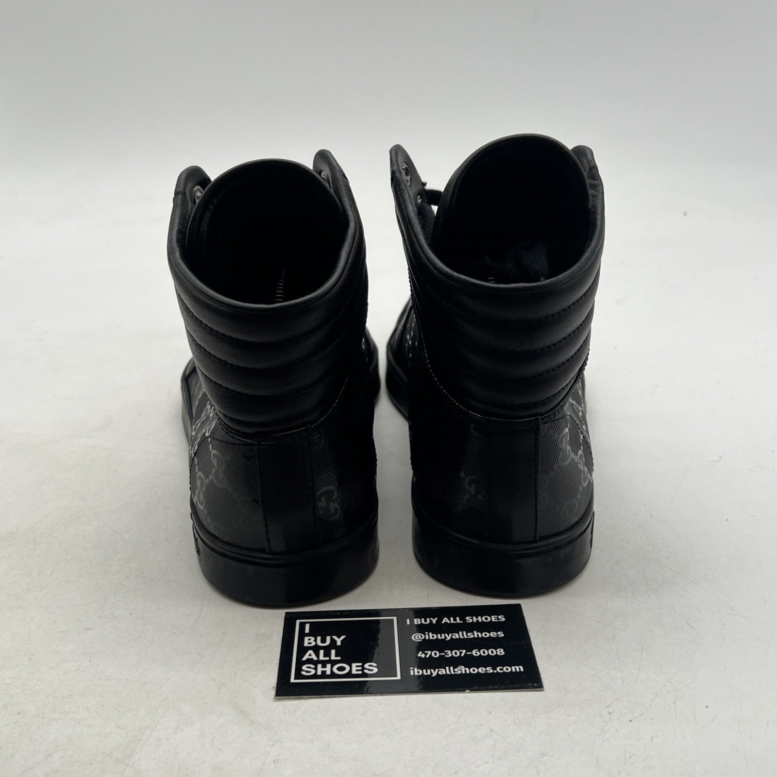 Size 7.5G - Gucci Black GG Monogram High Top Made In Italy,