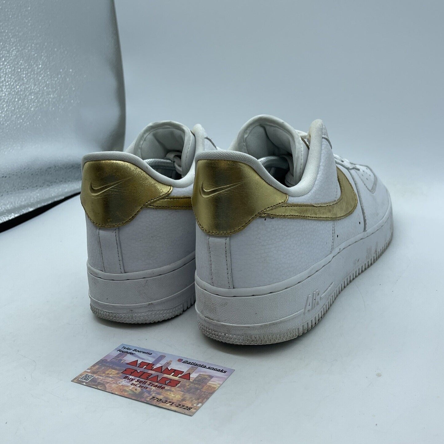 Size 12 - Nike Air Force 1 '07 LV8 Gold Foil Swoosh White Leather (DC2181-100)