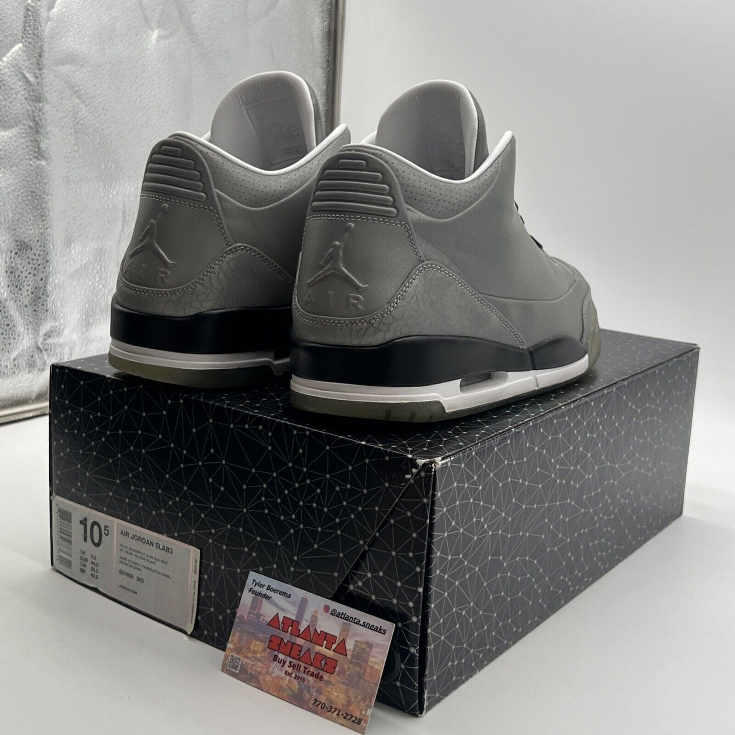Size 10.5 - Air Jordan 3 5Lab3 Reflective Silver (631603-003)