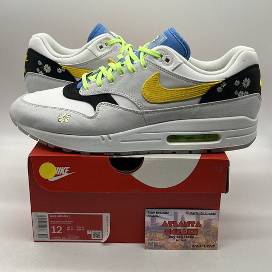 Size 12 - Nike Air Max 1 Daisy - CW6031-100 White Grey Blue Green (CW6031-100)