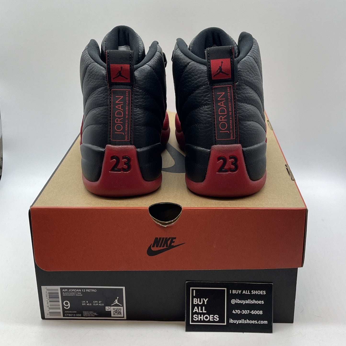 Size 9 - Air Jordan 12 Retro 2025 Flu Game Black Red Leather (CT8013-002)
