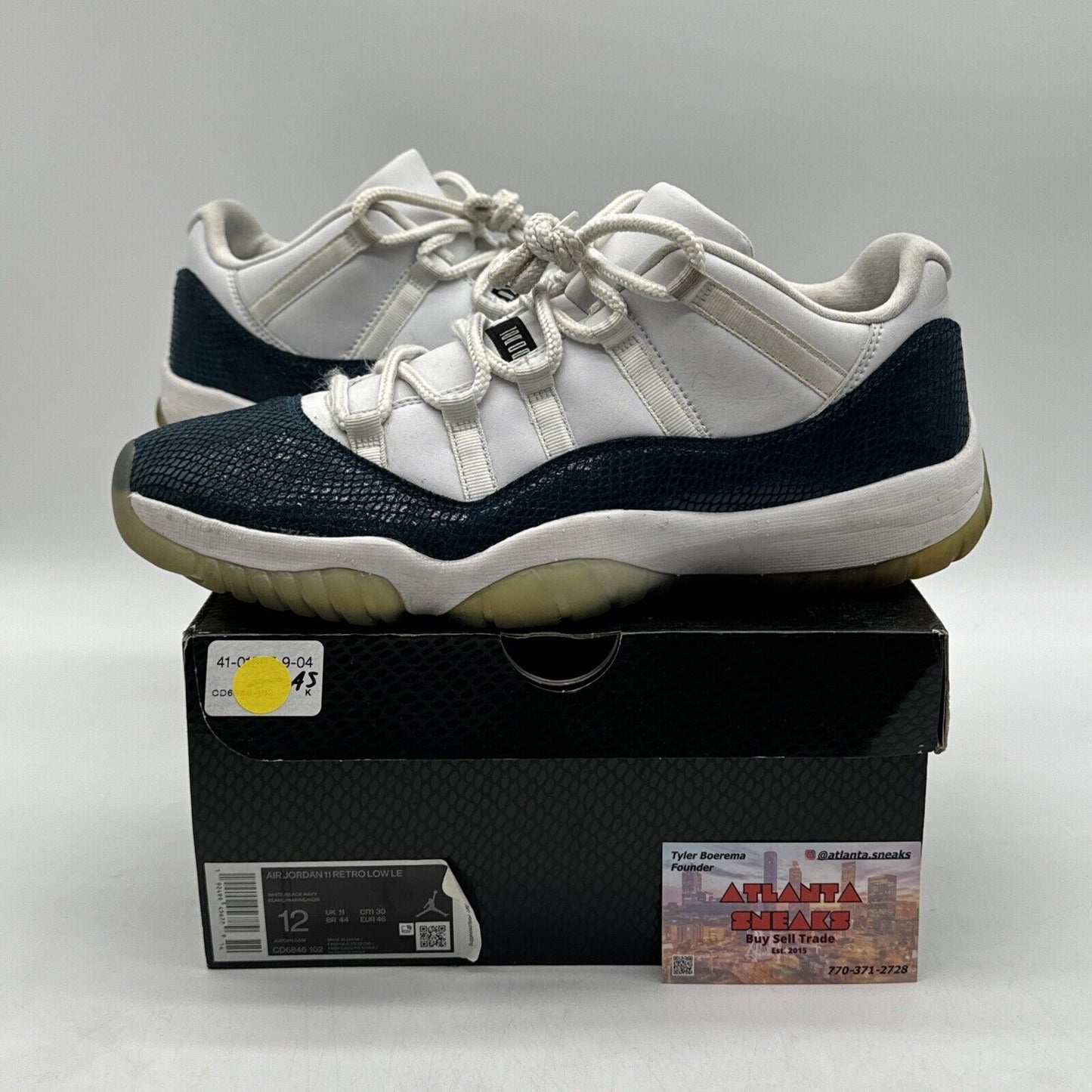 Size 12 - Jordan 11 Retro Low Snakeskin 2019 Navy White Ice Sole With Box