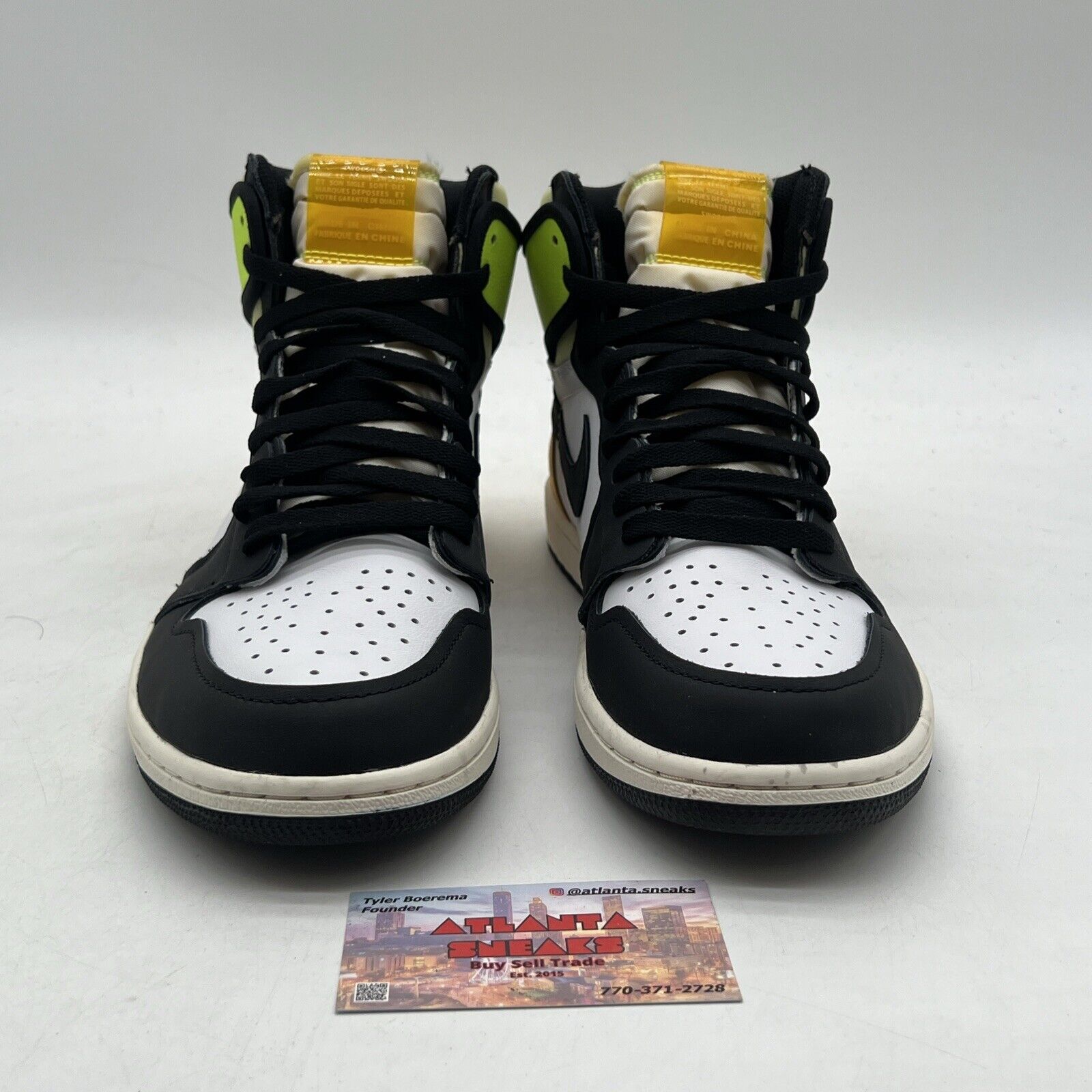 Size 10 - Jordan 1 Retro High OG Volt White Black Yellow (555088-118)