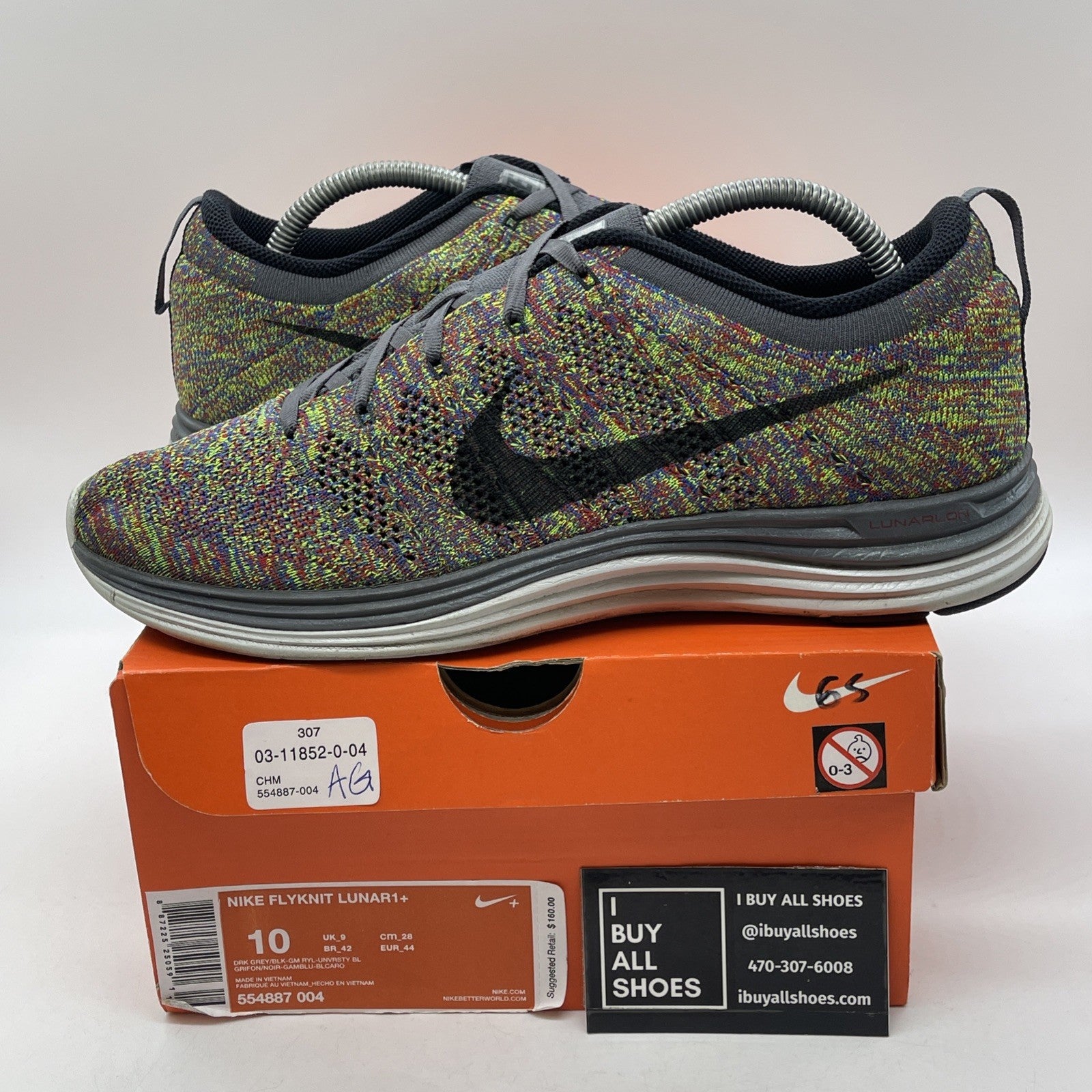 Size 10 - Nike Flyknit Lunar 1+ Dark Grey Green Black Suede (554887-004)