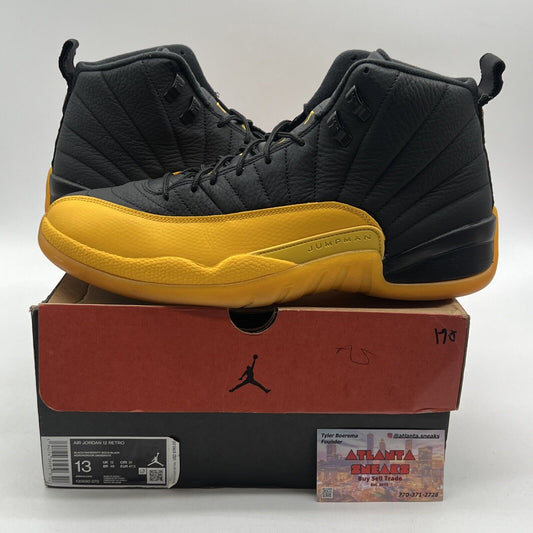 Size 13 - Jordan 12 Retro University Gold 2020 Black Yellow Leather (130690-070)