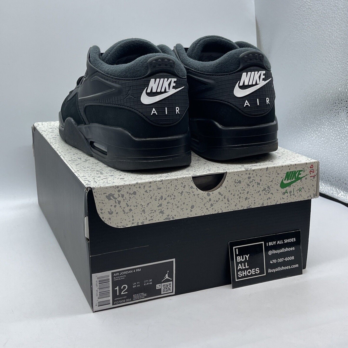 Size 12 - Jordan 4 Retro Mid Black Cat White Suede Rubber (FQ7939-004)