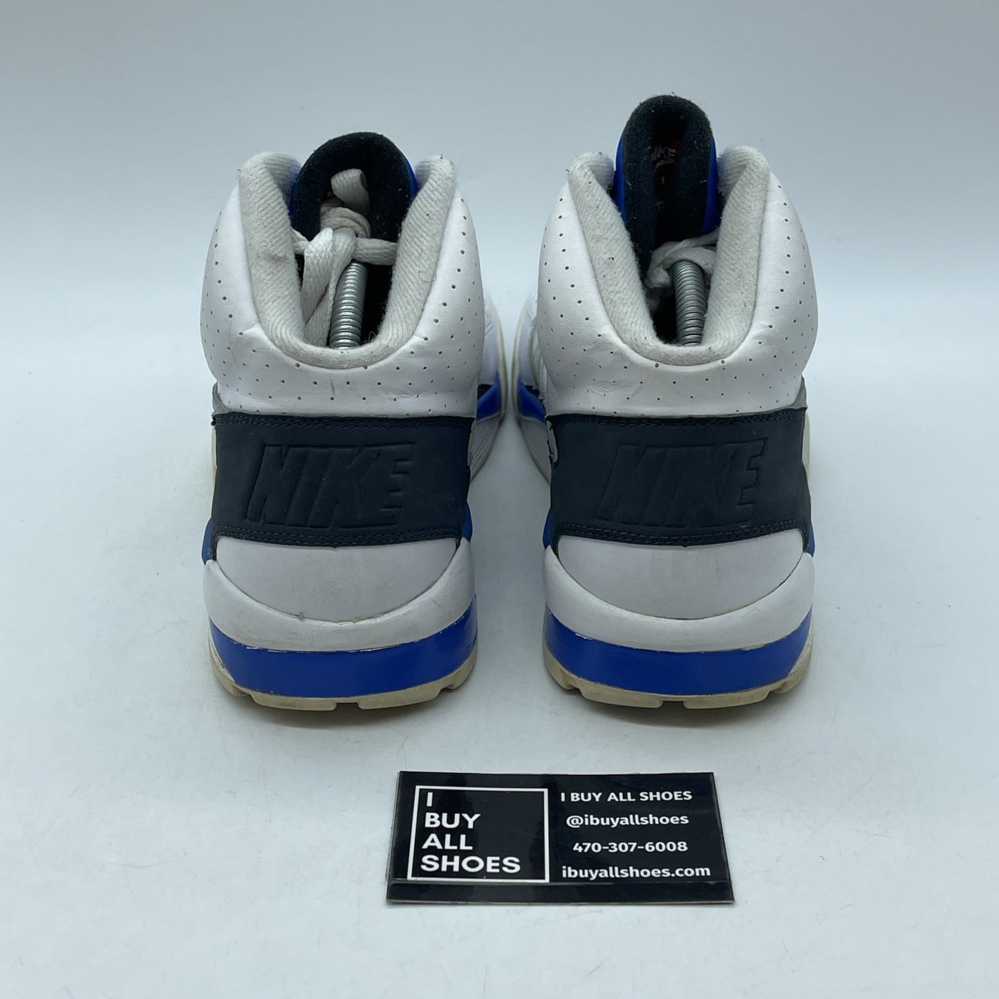 Size 10 - Nike Air Trainer Sc High White Blue Grey Suede Leather (302346-117)