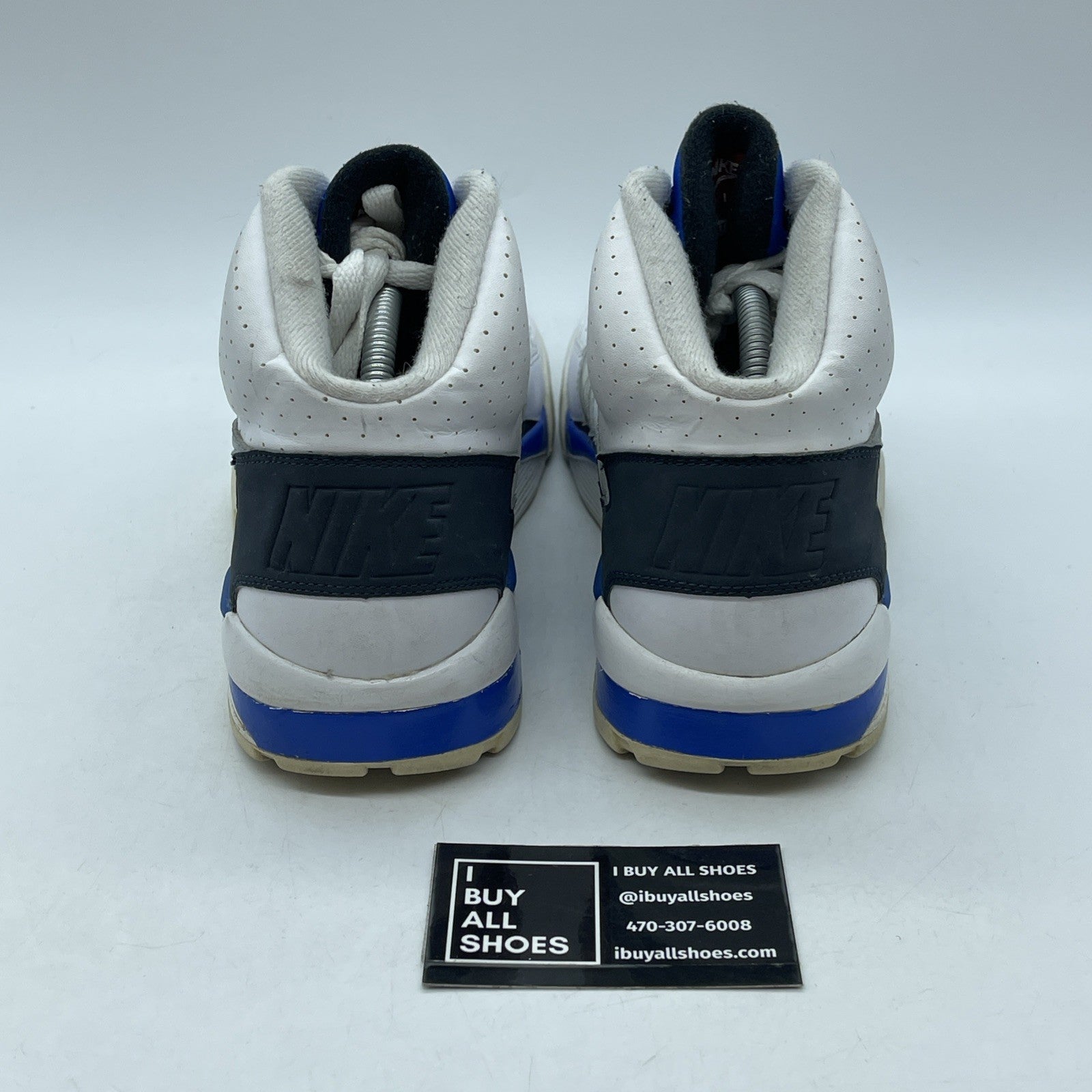 Size 10 - Nike Air Trainer Sc High White Blue Grey Suede Leather (302346-117)