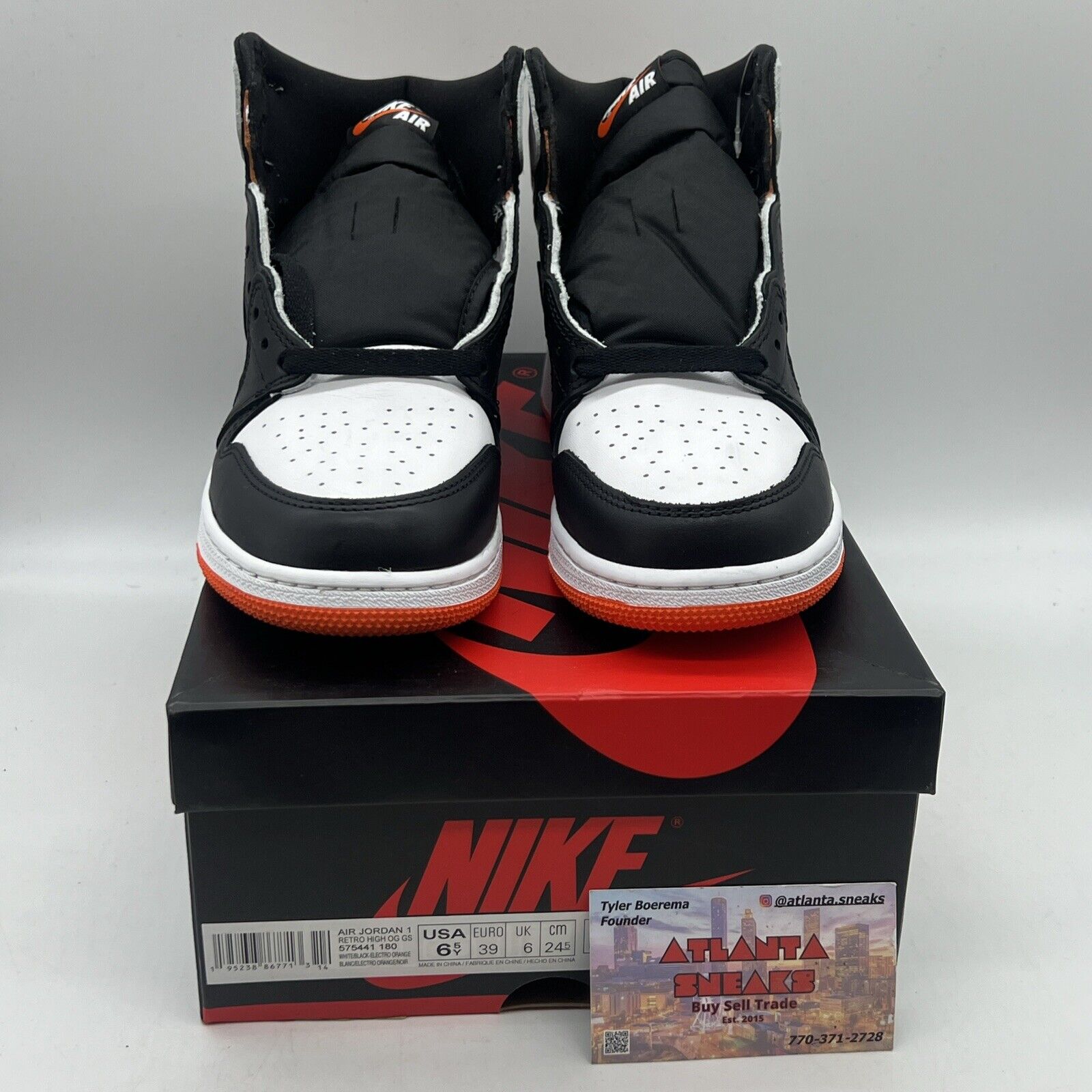 Size 6.5 - Jordan 1 Retro High Electro Orange Brand New Og All Black White DS