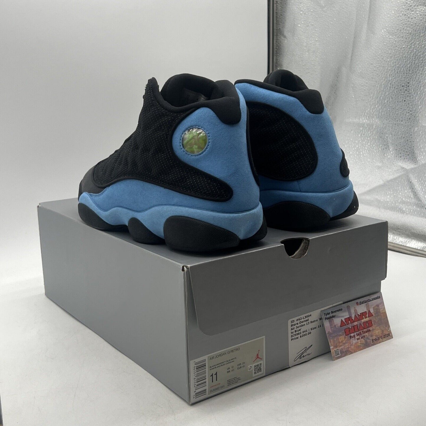 Size 11 - Jordan 13 Retro Mid Black University Blue Suede Leather (DJ5982-041)