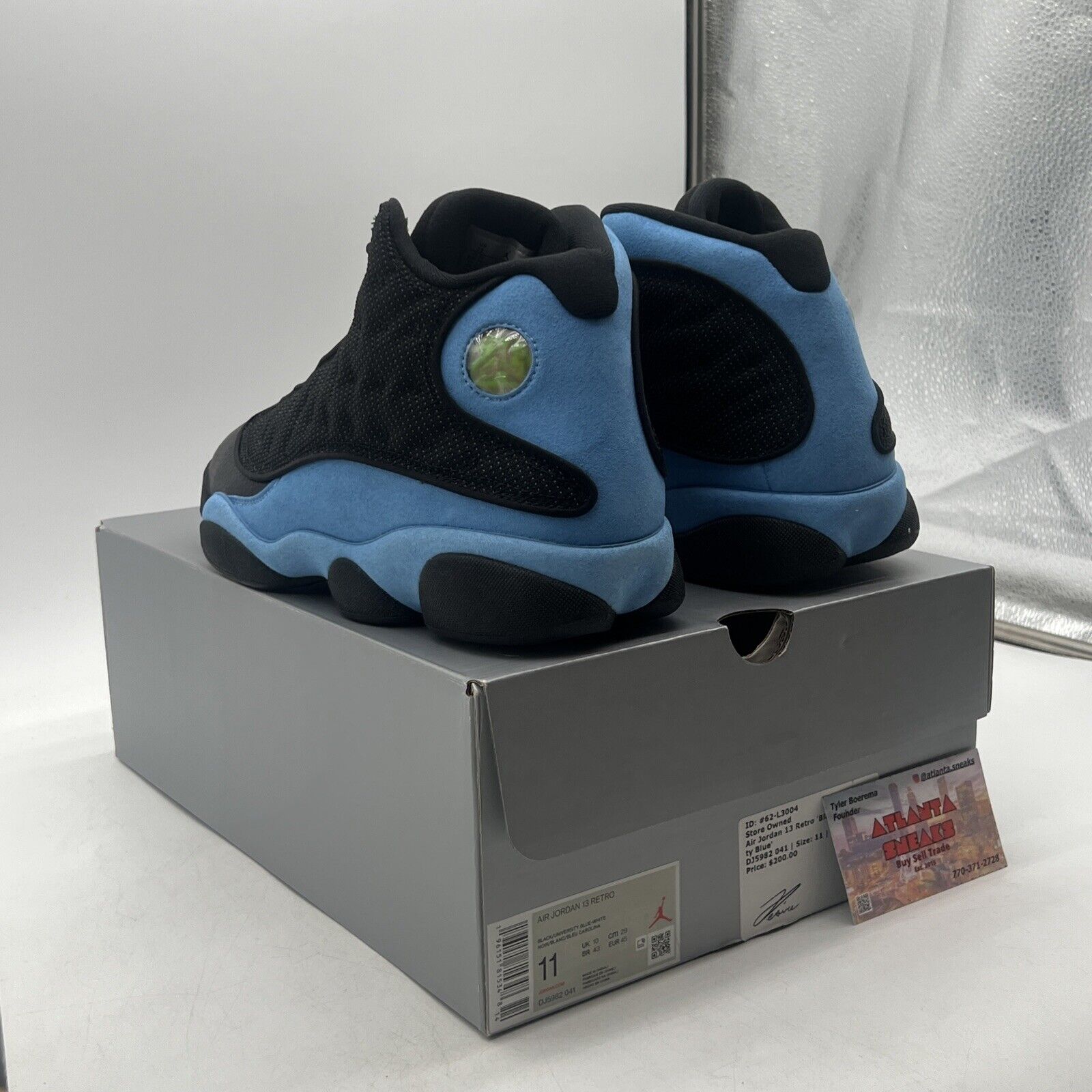 Size 11 - Jordan 13 Retro Mid Black University Blue Suede Leather (DJ5982-041)
