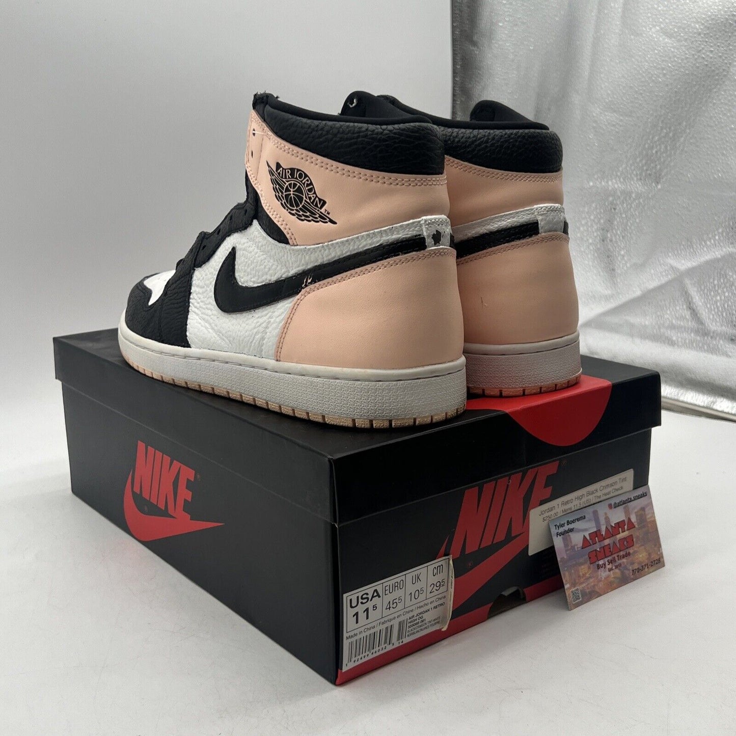 Size 11.5 - Air Jordan 1 Retro OG High Crimson Tint (Custom) Black (555088-081)