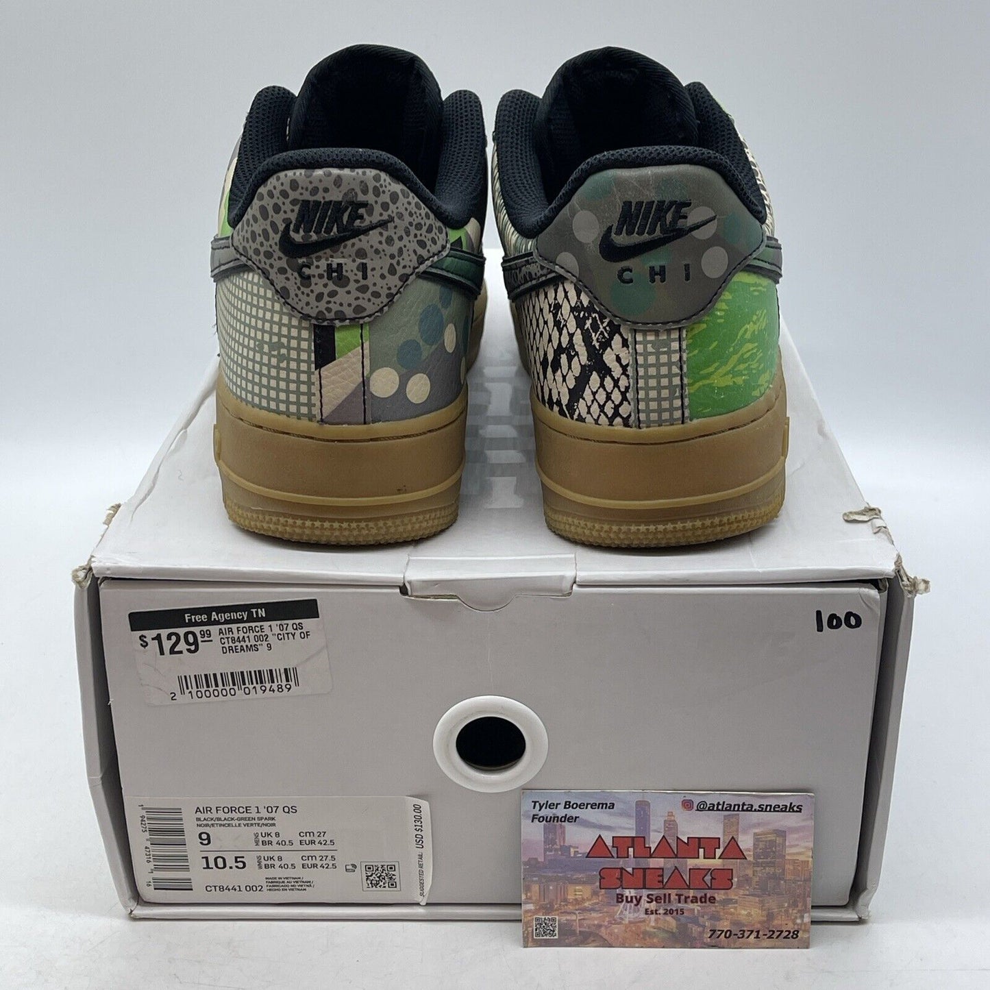 Size 9 - Nike Air Force 1 QS Low Chicago Brown Green Black Grey (CT8441-002)