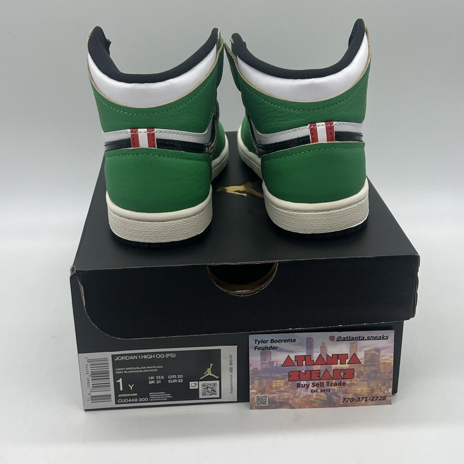 Nike Air Jordan 1 High OG Preschool (PS) Lucky Green SIZE 1Y CU0449-300 Og All