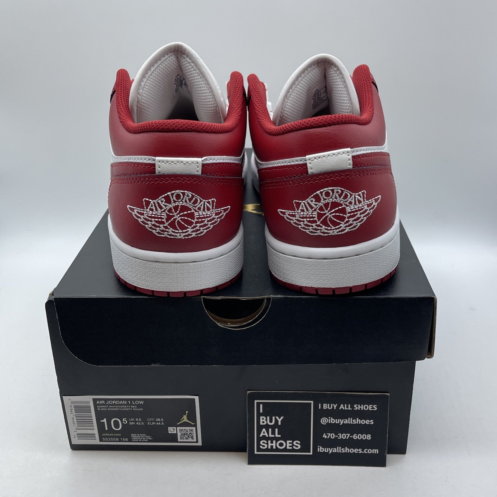 Size 10.5 - Air Jordan 1 Low New Beginnings Red White Leather (553558-166)
